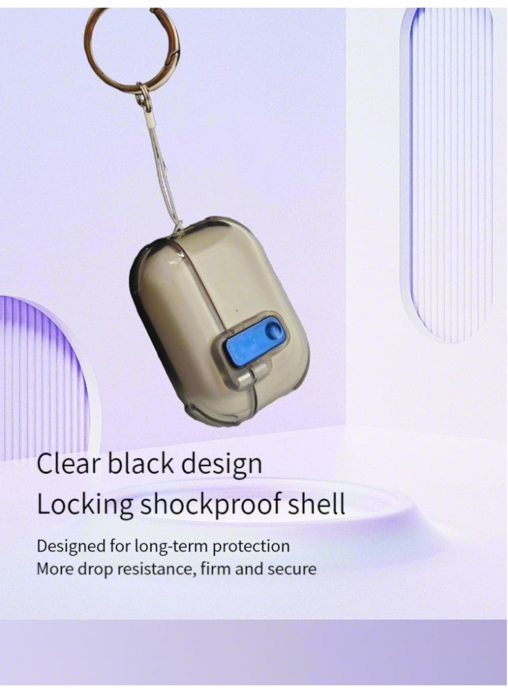 AirPods Pro 2 2022/AirPods Pro 2019 Cover Case with Lock, Drop-proof and Shockproof Protective Case Cover with Keychain for Apple AirPods Pro 2/AirPods Pro for Women Men, Transparent Black - Image 5