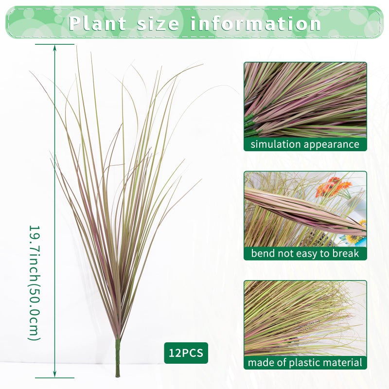 LUZOGA 12Pcs Artificial Grass Plants, Faux Shrubs Wheat Grass, Artificial Tall Grass Fake Plants for Outdoor Decor,Artificial Greenery Stems Weed for Room Indoor Home Decorï¼ˆLight Purpleï¼‰ - Image 2