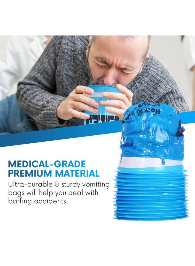 HEALQU Hospital Vomit Bags - 24 Pack 1000ml Car Throw Up Bag - for Airsick Travel & Motion Sickness - Leak Resistant Medical Grade Puke Bag - Disposable Barf Bags Throw Up, Nausea - Image 5