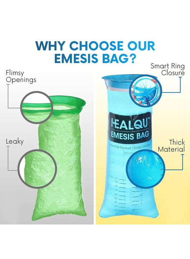 HEALQU Hospital Vomit Bags - 24 Pack 1000ml Car Throw Up Bag - for Airsick Travel & Motion Sickness - Leak Resistant Medical Grade Puke Bag - Disposable Barf Bags Throw Up, Nausea - Image 3