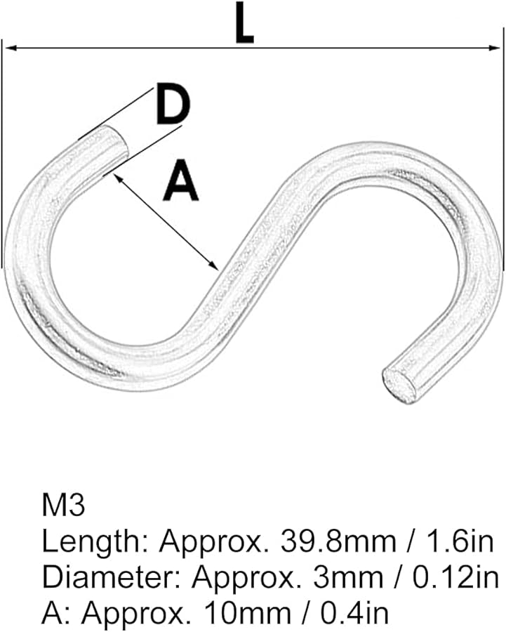 304 Stainless Steel Heavy Duty S Hooks 20Pcs M3 Size for Kitchen Bathroom Towel Key Holder - Image 5