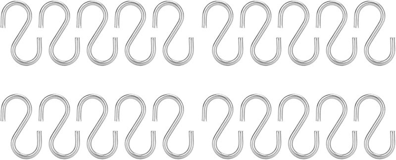 304 Stainless Steel Heavy Duty S Hooks 20Pcs M3 Size for Kitchen Bathroom Towel Key Holder - Image 1