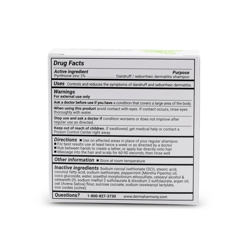 Dermaharmony 2% Pyrithione Zinc Shampoo Bar for dandruff and seborrheic dermatitis - Peppermint (4 Oz) - Image 4