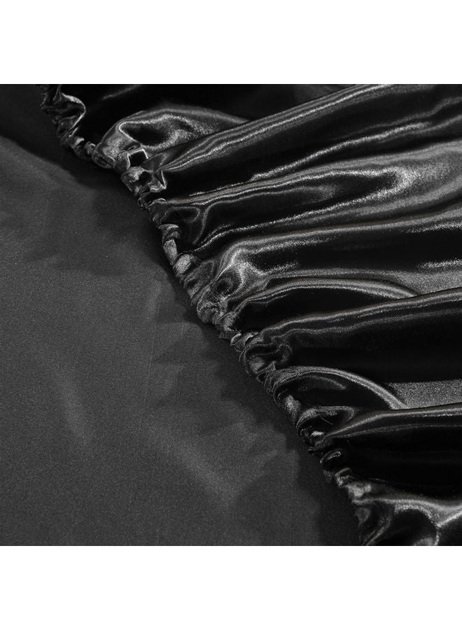 NIBEMINENT Well-made Soft Silk Fitted Sheet Cover polyester Black 37.00 x 3.00 28.00cm - Image 3