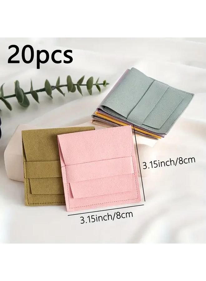 20pcs Yellow Microfiber Snap Jewelry Bags For Gift Packaging Storage Rings Necklaces - Image 4