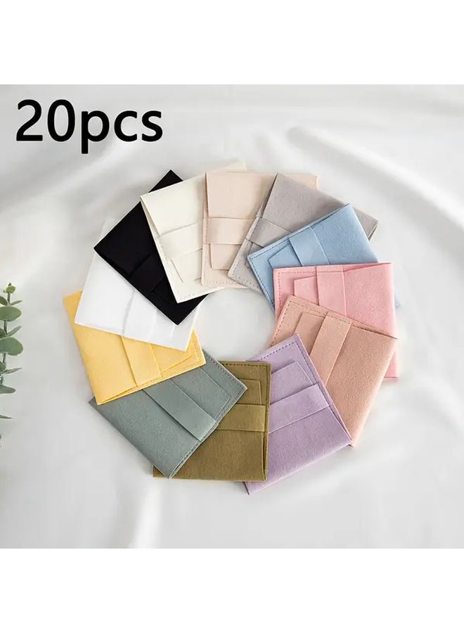 20pcs Yellow Microfiber Snap Jewelry Bags For Gift Packaging Storage Rings Necklaces - Image 2