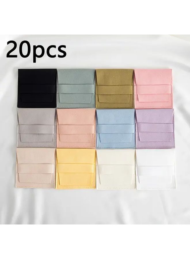 20pcs Yellow Microfiber Snap Jewelry Bags For Gift Packaging Storage Rings Necklaces - Image 3