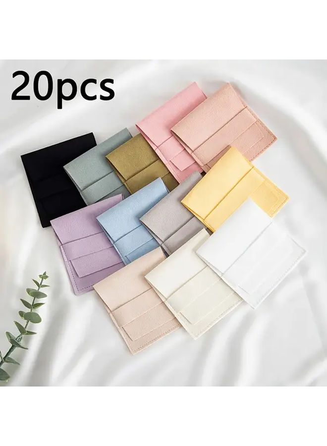 20pcs Yellow Microfiber Snap Jewelry Bags For Gift Packaging Storage Rings Necklaces - Image 1