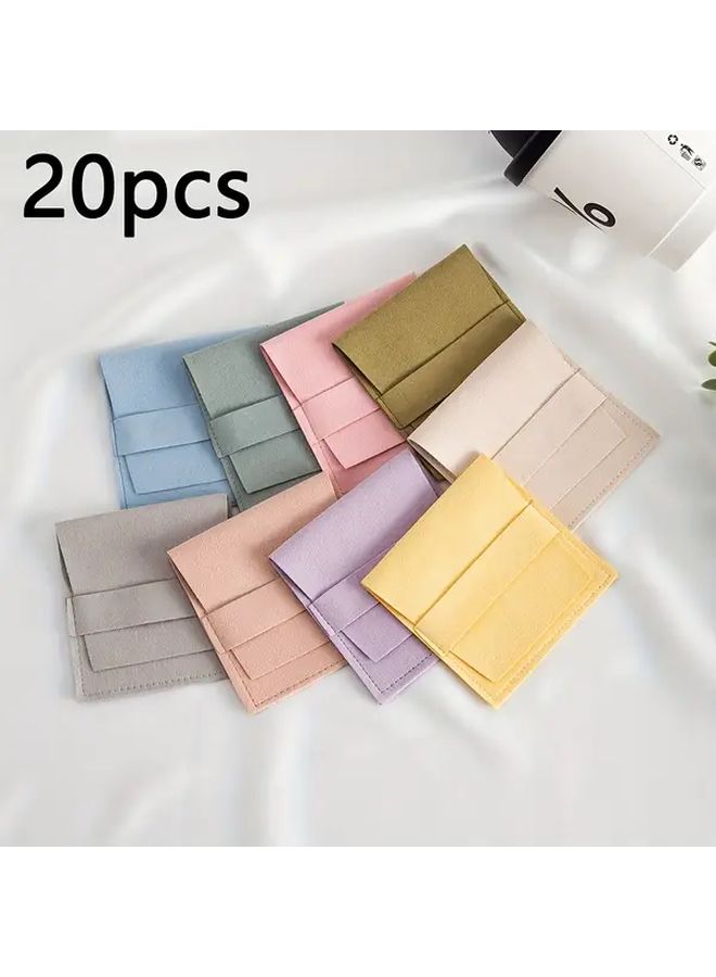20pcs Yellow Microfiber Snap Jewelry Bags For Gift Packaging Storage Rings Necklaces - Image 5