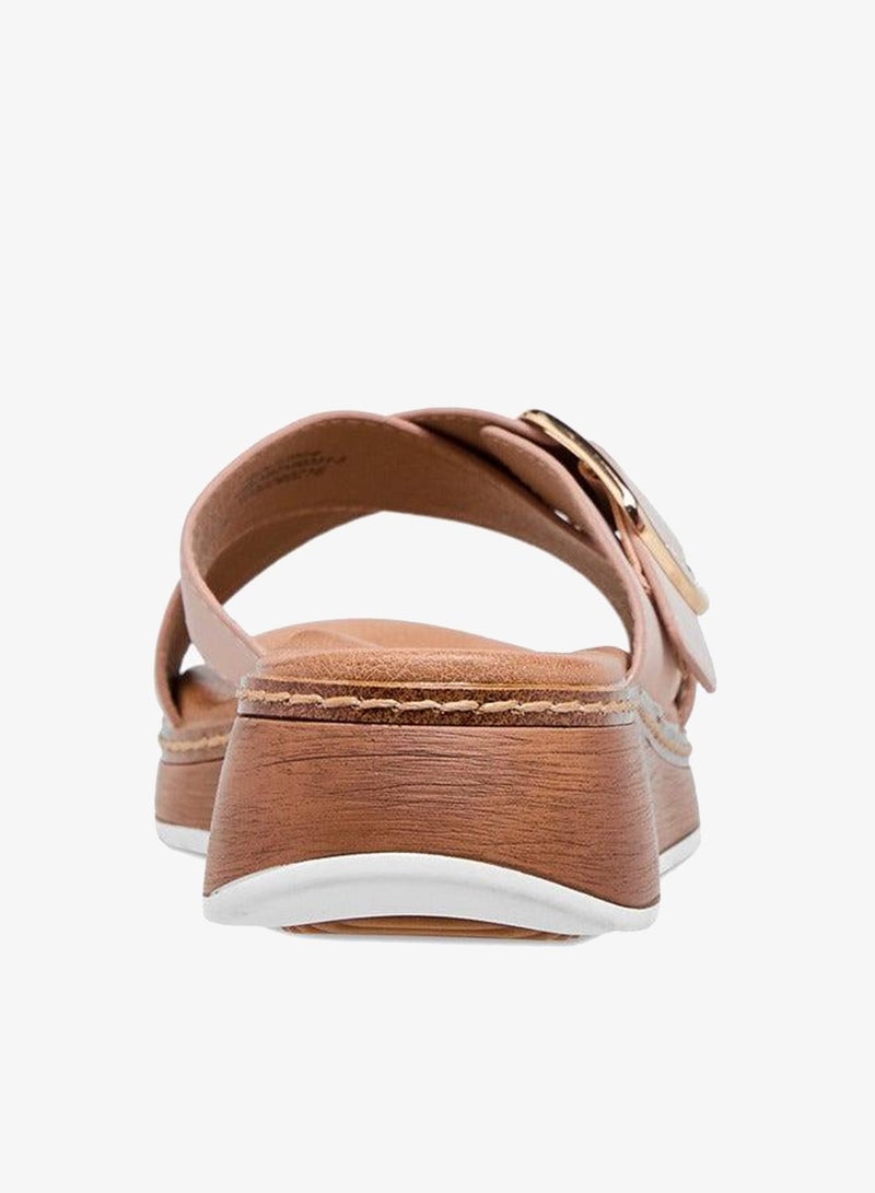 Paprika Women Buckle Accent Slip-On Cross Strap Sandals - Image 5
