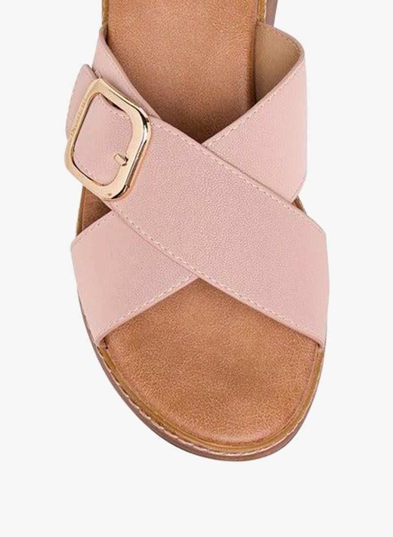 Paprika Women Buckle Accent Slip-On Cross Strap Sandals - Image 4