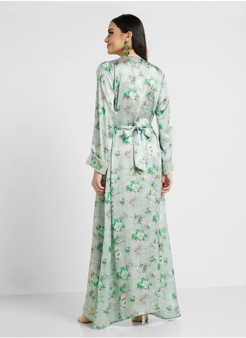 ارابيان كلوزيت Embellished Belted Jalabiya