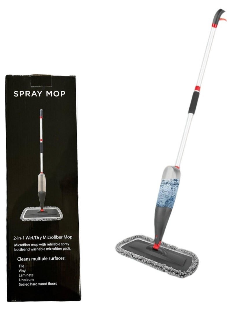 ممسحة رش، وسادات من الألياف الدقيقة (قابلة للغسل في الغسالة)، ممسحة دوارة 360 درجة للأرضيات - Image 2