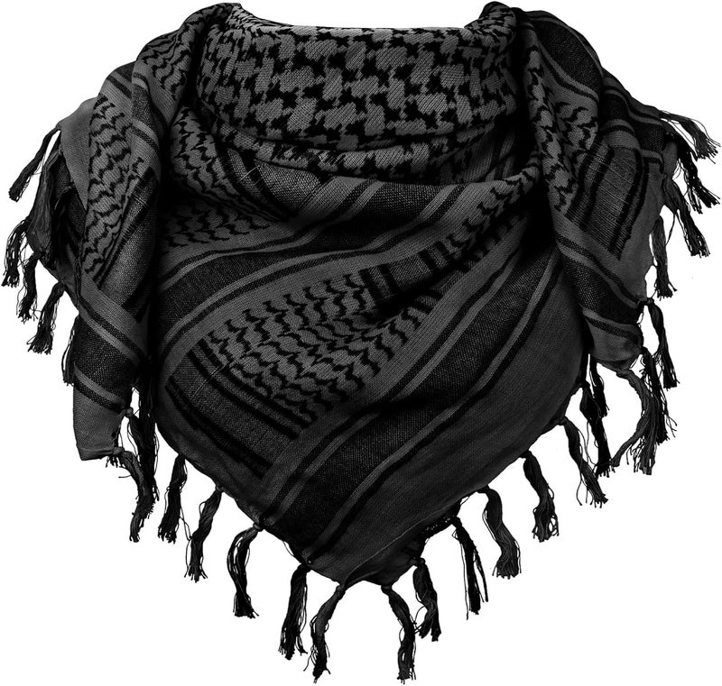 Military Shemagh Tactical Desert Scarf, 100% Cotton Keffiyeh Neck Head Scarf Wrap for Men Women