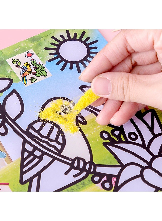 15 Pcs Sand Art Painting Cards Set (15.5×20.5cm) for Arts and Crafts, DIY Painting, Drawing, Exercise Hand Eye Coordination and Creativity - Image 2