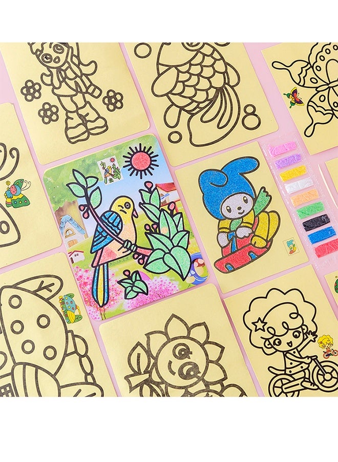 15 Pcs Sand Art Painting Cards Set (15.5×20.5cm) for Arts and Crafts, DIY Painting, Drawing, Exercise Hand Eye Coordination and Creativity - Image 5