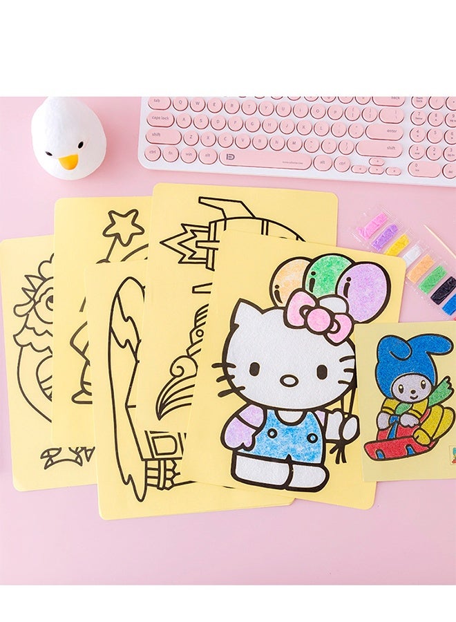 15 Pcs Sand Art Painting Cards Set (15.5×20.5cm) for Arts and Crafts, DIY Painting, Drawing, Exercise Hand Eye Coordination and Creativity - Image 3