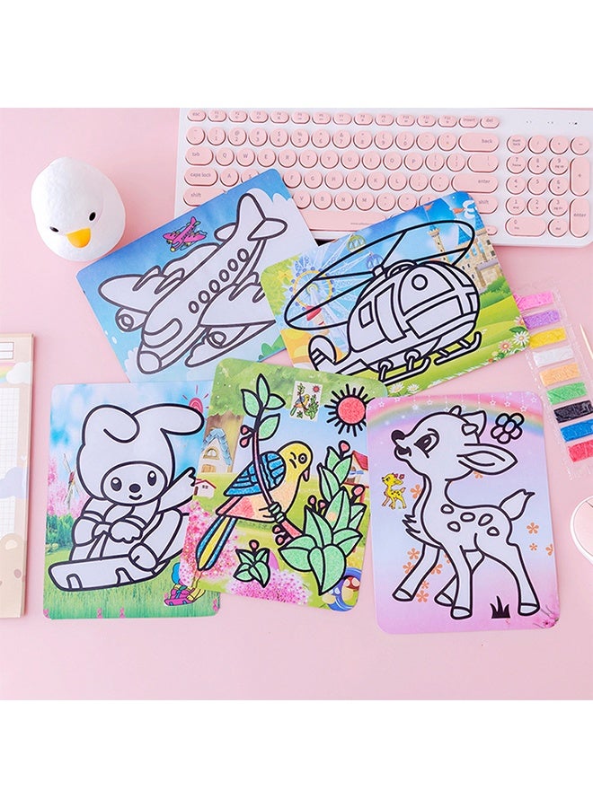 15 Pcs Sand Art Painting Cards Set (15.5×20.5cm) for Arts and Crafts, DIY Painting, Drawing, Exercise Hand Eye Coordination and Creativity - Image 4
