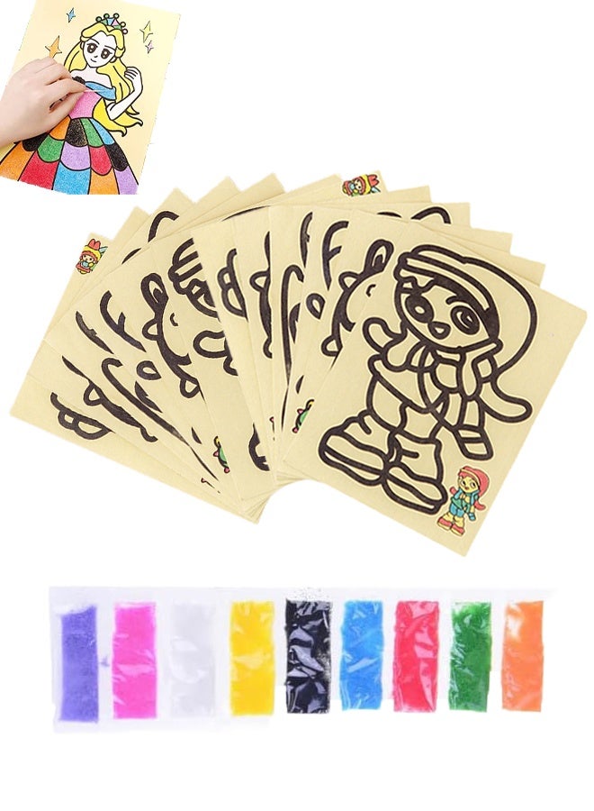 15 Pcs Sand Art Painting Cards Set (15.5×20.5cm) for Arts and Crafts, DIY Painting, Drawing, Exercise Hand Eye Coordination and Creativity - Image 1