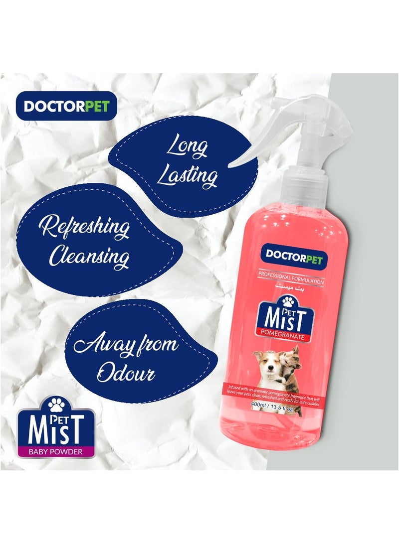 DOCTERPET Doctor Pet Pomegranate Fragrance Mist Cologne 400ML – Pet Safe Deodorizing Spray, Long-Lasting Freshness, Sweet Pomegranate Scent, Hypoallergenic for Cats and Dogs - Image 2