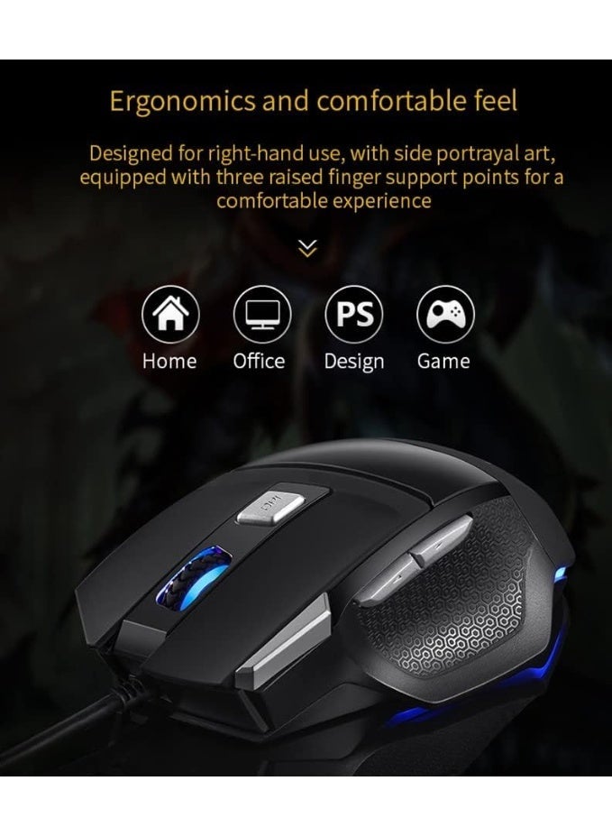 AULA S12 Optical Rainbow Backlit 4800DPI With Side Button Programmable Wired Gaming Mouse - Image 2