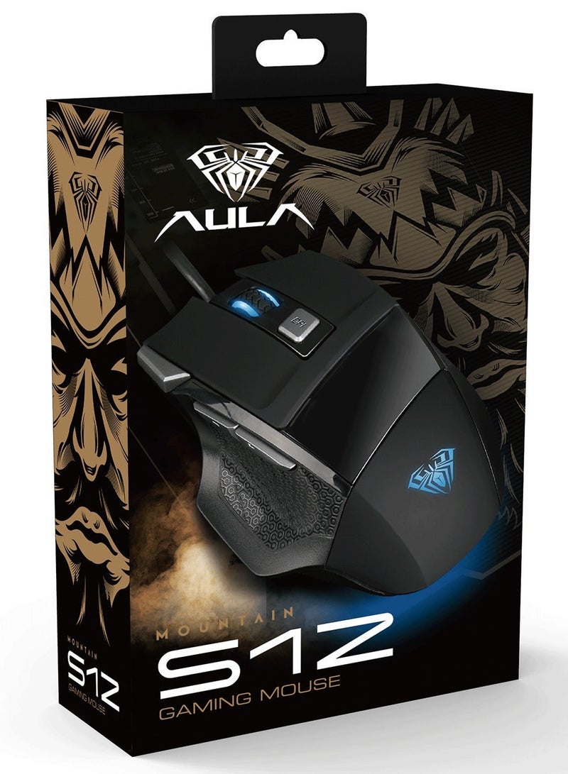 AULA S12 Optical Gaming Mouse – 4800 DPI, Programmable Side Buttons, Rainbow RGB Backlit, Wired USB for PC & Laptop - Image 1
