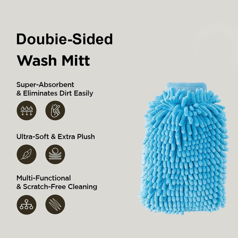 Kuber Industries Kuber Industries Gloves Microfiber Cleaning Gloves Chenille Mitts for Kitchen Hand Duster for Kitchen Hand Gloves for Car Double Sided Gloves SHXNEFSST2 Pack of 2 Blue - Image 2