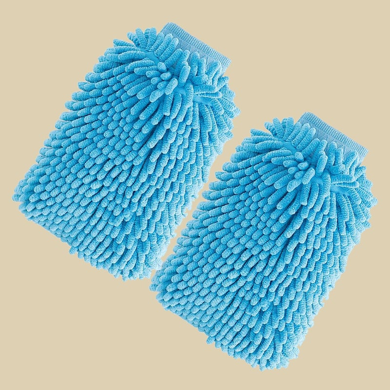 Kuber Industries Kuber Industries Gloves Microfiber Cleaning Gloves Chenille Mitts for Kitchen Hand Duster for Kitchen Hand Gloves for Car Double Sided Gloves SHXNEFSST2 Pack of 2 Blue - Image 1
