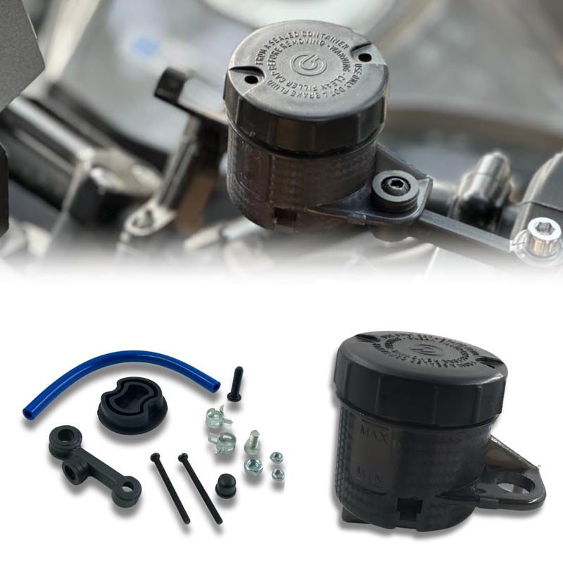 PHANTOM غطاء خزان سائل الفرامل و أسطوانة الماستر للدراجة النارية PHANTOM Premium العالمية | استبدال خزان زيت الفرامل ABS PC | متوافق مع جميع الدراجات (أسود V2.0) - Image 1