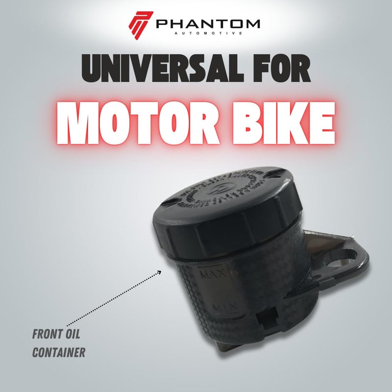 PHANTOM غطاء خزان سائل الفرامل و أسطوانة الماستر للدراجة النارية PHANTOM Premium العالمية | استبدال خزان زيت الفرامل ABS PC | متوافق مع جميع الدراجات (أسود V2.0) - Image 3