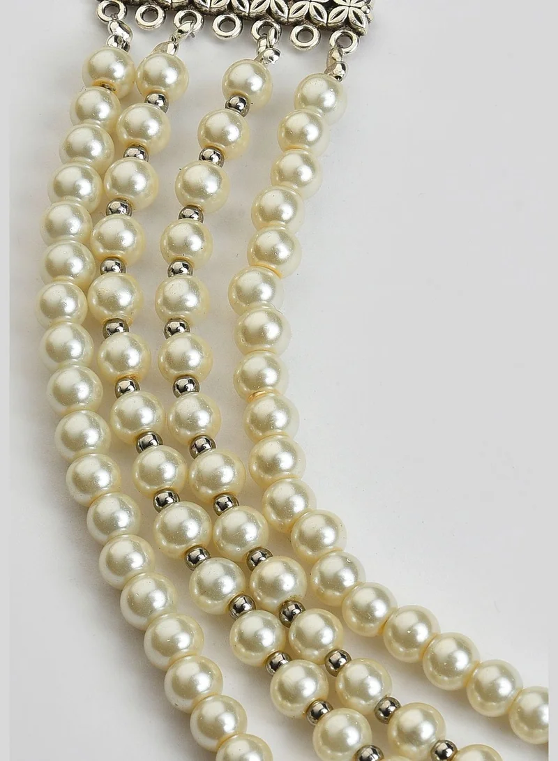 SOHI Silver Plated Designer Stone Drop Earring