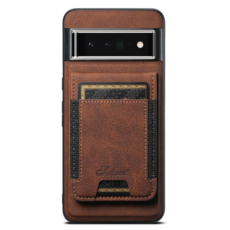 Suteni For Google Pixel 6 Pro H17 Litchi Texture Leather Magnetic Detachable Wallet Phone Case(Brown) - Image 1