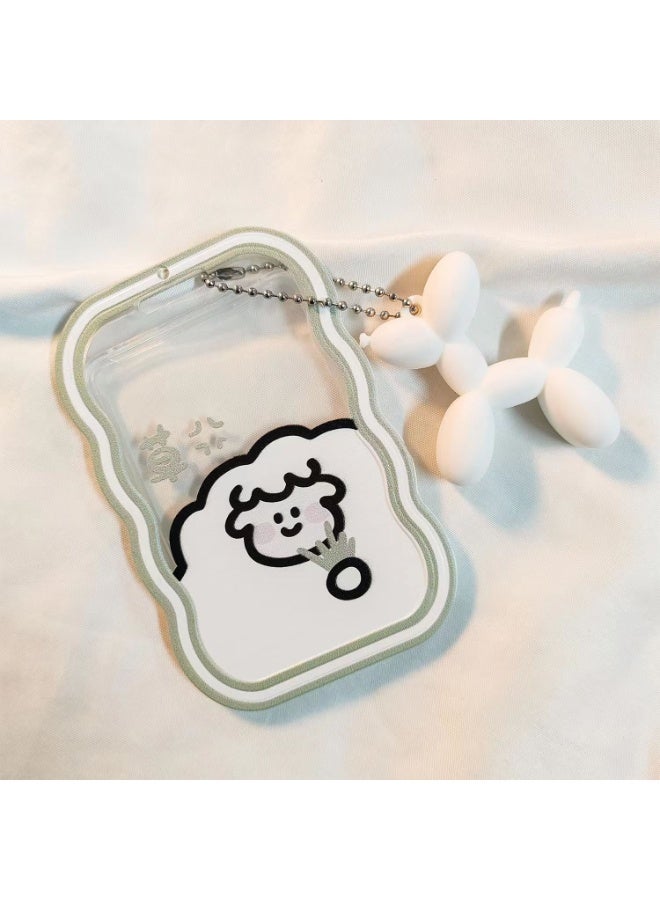NIBEMINENT 1 - Piece The Lamb Holds GrassKpop Photo Card Holder Pendant Key Chain ID Badge Holder ID Card Holder Photo Card Protector for School ID Office ID Access Card for Women Girls