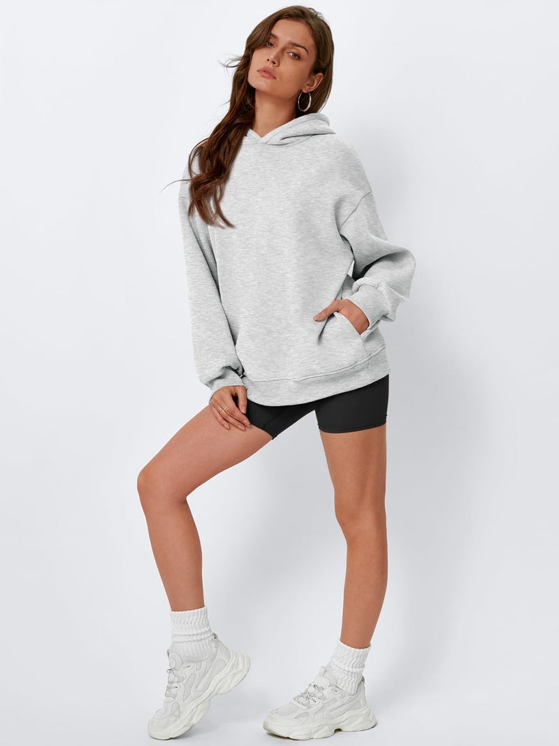EFAN Womens Oversized Hoodies Fleece Hooded Sweatshirts Y2K Teen Girls Fall Fashion Outfits 2025 Cute Clothes with Pockets Grey L - Image 5