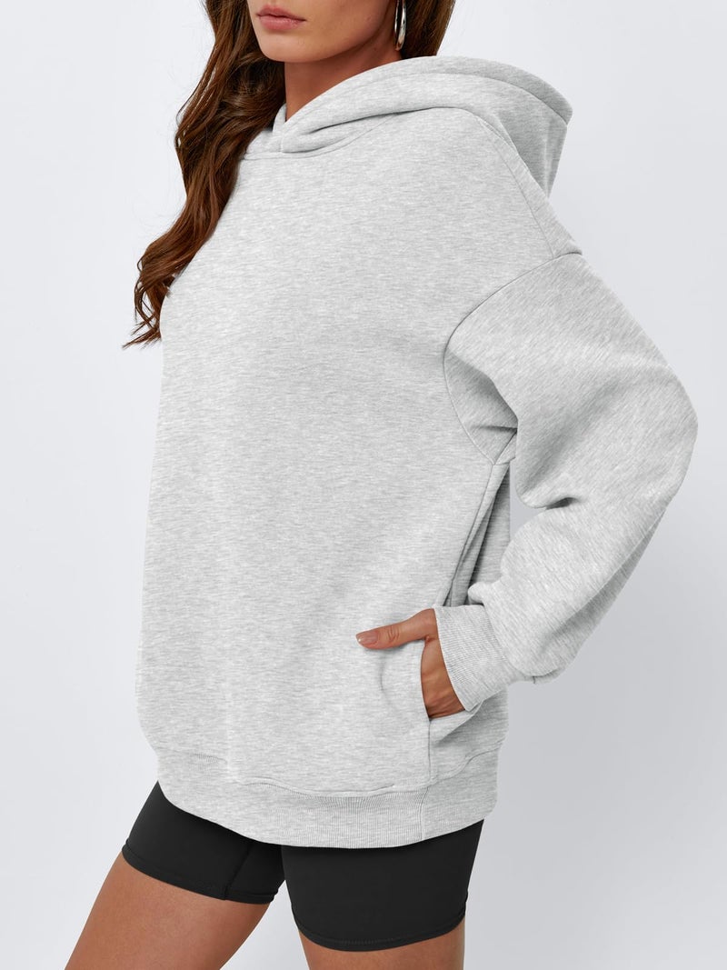 EFAN Womens Oversized Hoodies Fleece Hooded Sweatshirts Y2K Teen Girls Fall Fashion Outfits 2025 Cute Clothes with Pockets Grey L - Image 3