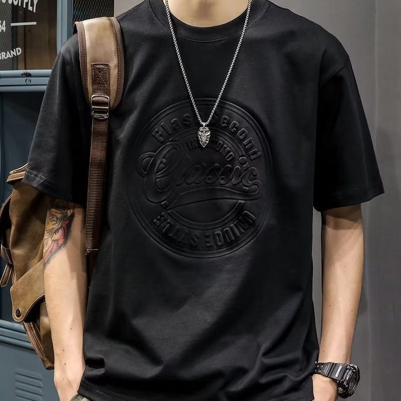 Short Sleeve Men'S Fashion Brand Ins Hong Kong Style Men'S T-Shirt Summer T-Shirt Clothes 2023 New Fashion Men'S Short Sleeve - Image 2