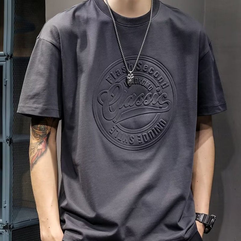Short Sleeve Men'S Fashion Brand Ins Hong Kong Style Men'S T-Shirt Summer T-Shirt Clothes 2023 New Fashion Men'S Short Sleeve - Image 4