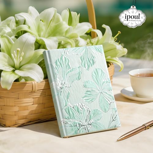 ipoul Flower Notebook, Hardcover, Lay Flat, A5, 6x8, Wide Ruled Pages, Writing Journal for Women, Pretty Notebook, Recipe Journal, Garden Journal, Gratitude Journal, Lily Gifts, Green - Image 2