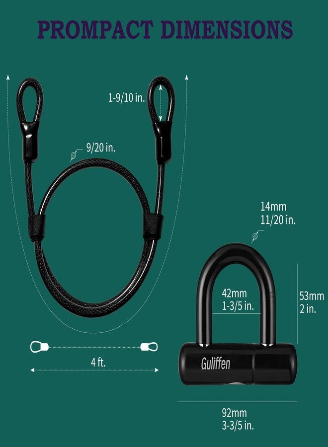 Guliffen Bike U Lock with Cable, 15 ft Security Cable with Loops,Heavy Duty Anti-Theft Chain and Lock for Motorcycles,Bike,Gates,Outdoor Furniture - Image 2