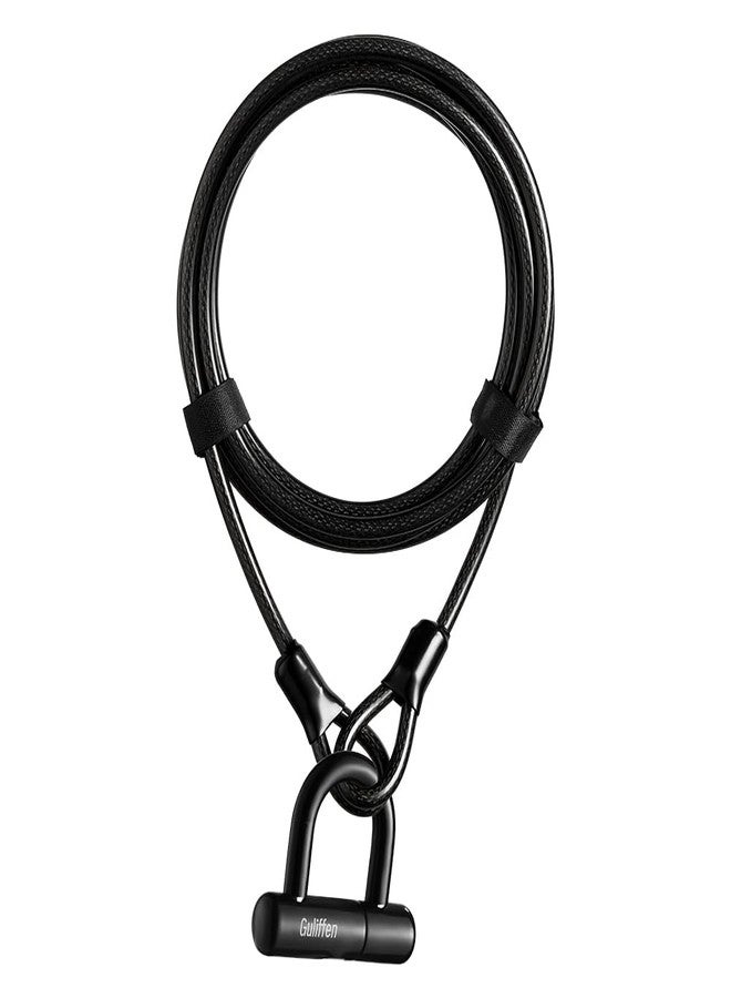 Guliffen Bike U Lock with Cable, 15 ft Security Cable with Loops,Heavy Duty Anti-Theft Chain and Lock for Motorcycles,Bike,Gates,Outdoor Furniture - Image 1