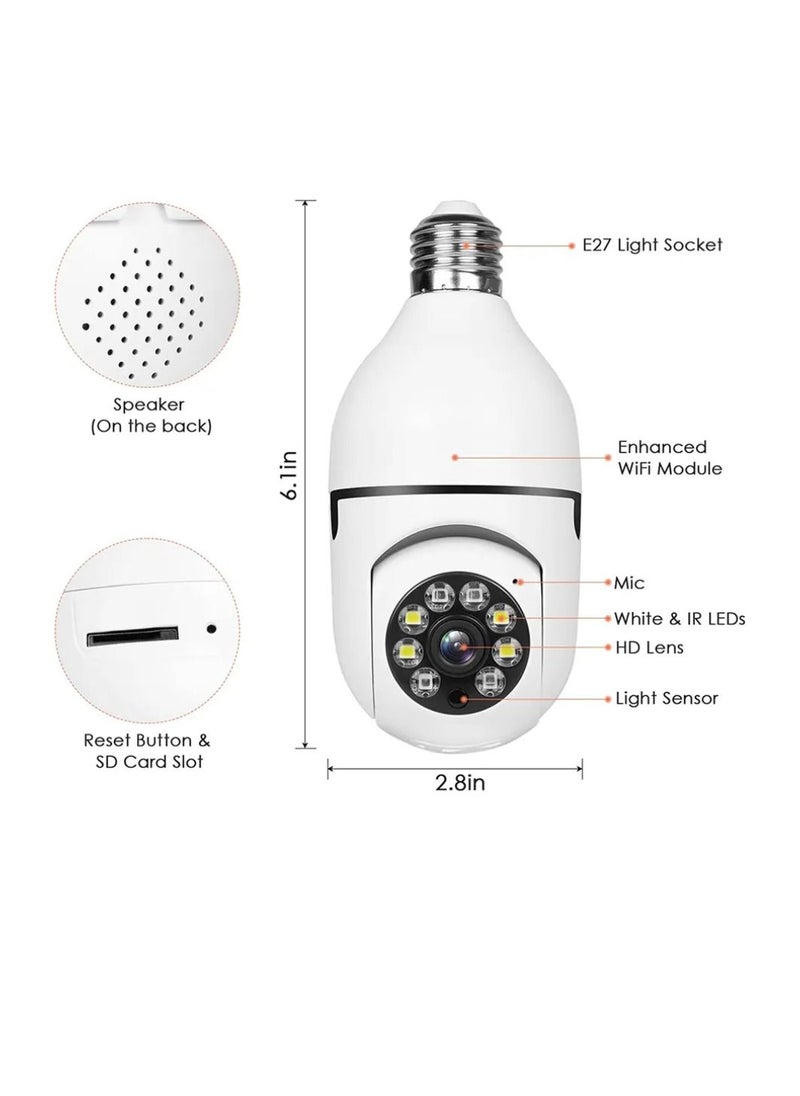 DIGI CORE - 2 Pcs 1080P Security Camera Wi-Fi Light Bulb Camera Pan Tilt Surveillance CCTV Camera With Voice Intercom Motion Detection And Alerts Remote View Night Vision For Indoor Outdoor Use - Image 1