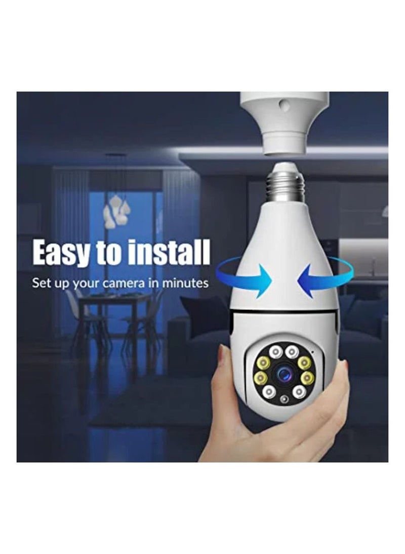 DIGI CORE - 2 Pcs 1080P Security Camera Wi-Fi Light Bulb Camera Pan Tilt Surveillance CCTV Camera With Voice Intercom Motion Detection And Alerts Remote View Night Vision For Indoor Outdoor Use - Image 1