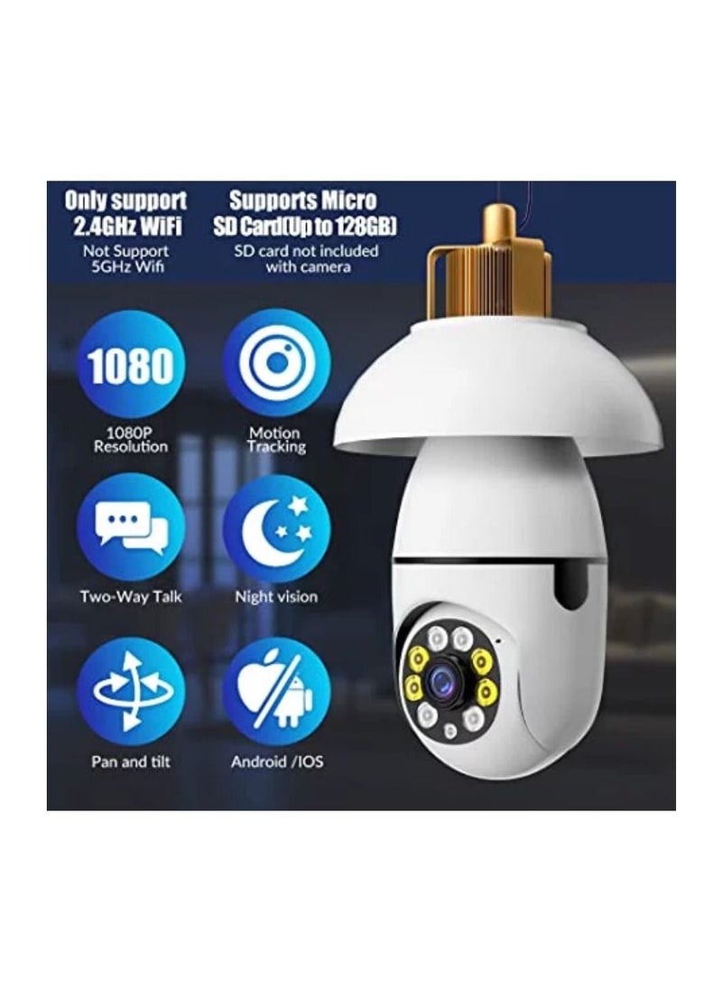 DIGI CORE - 2 Pcs 1080P Security Camera Wi-Fi Light Bulb Camera Pan Tilt Surveillance CCTV Camera With Voice Intercom Motion Detection And Alerts Remote View Night Vision For Indoor Outdoor Use - Image 1