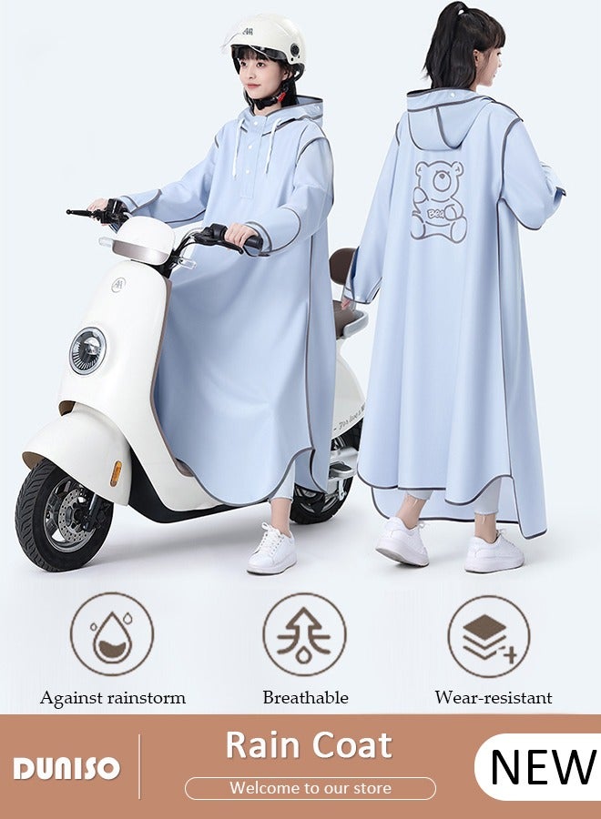 DUNISO Adult Rain Coat, Emergency Rain Coats for Women with Hood and Drawstring, Reusable Outdoor Waterproof Thick Rain Ponchos for Adults, Portable EVA One-piece Rain Jacket Ponchos Adult for Family Fishing Travel  - Image 1