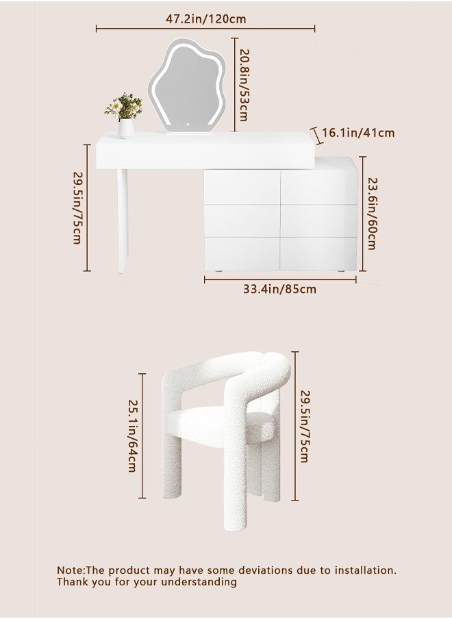 Bedroom Set Adjustable Dressing Table With Mirror Wooden Make Up Table With Led Light