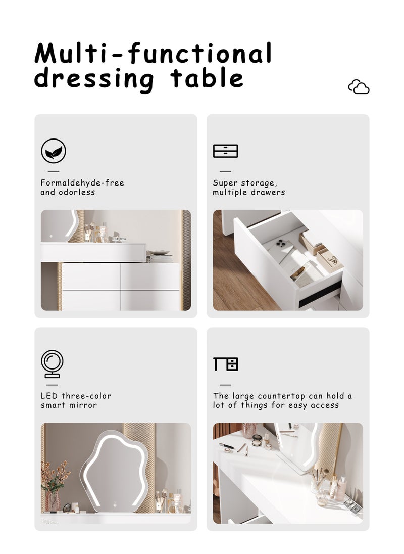 Bedroom Set Adjustable Dressing Table With Mirror Wooden Make Up Table With Led Light