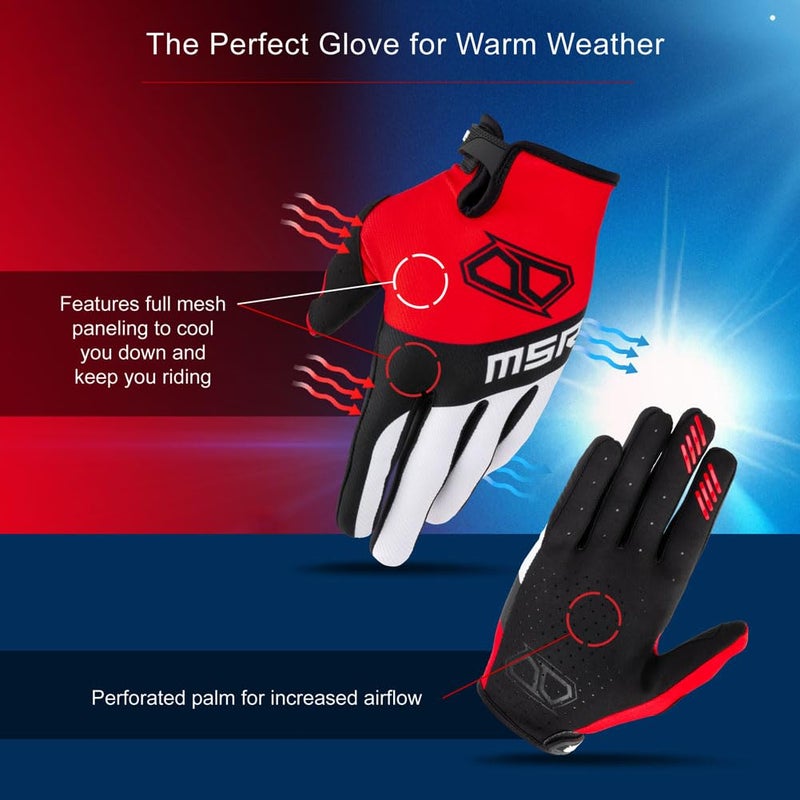 MSR NXT Air MTB Mountain Bike Dirt Bike Motocross MX BMX Outdoor Sports ATV UTV Powersports Riding Gloves for Men and Women Glove Medium White/Black - Image 3