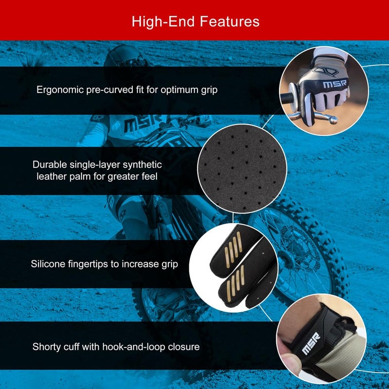 MSR NXT Air MTB Mountain Bike Dirt Bike Motocross MX BMX Outdoor Sports ATV UTV Powersports Riding Gloves for Men and Women Glove Medium White/Black - Image 4