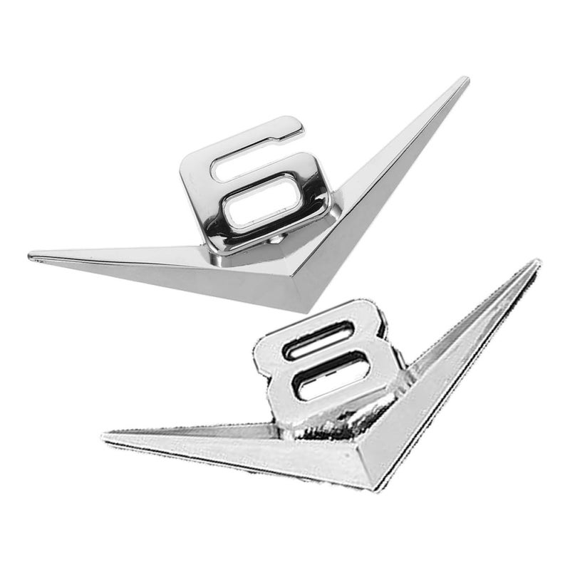 Silver Metal Car Badge Stickers 3D Large Displacement Emblems 2PCS for Vehicle Tail Body Decoration - Image 2