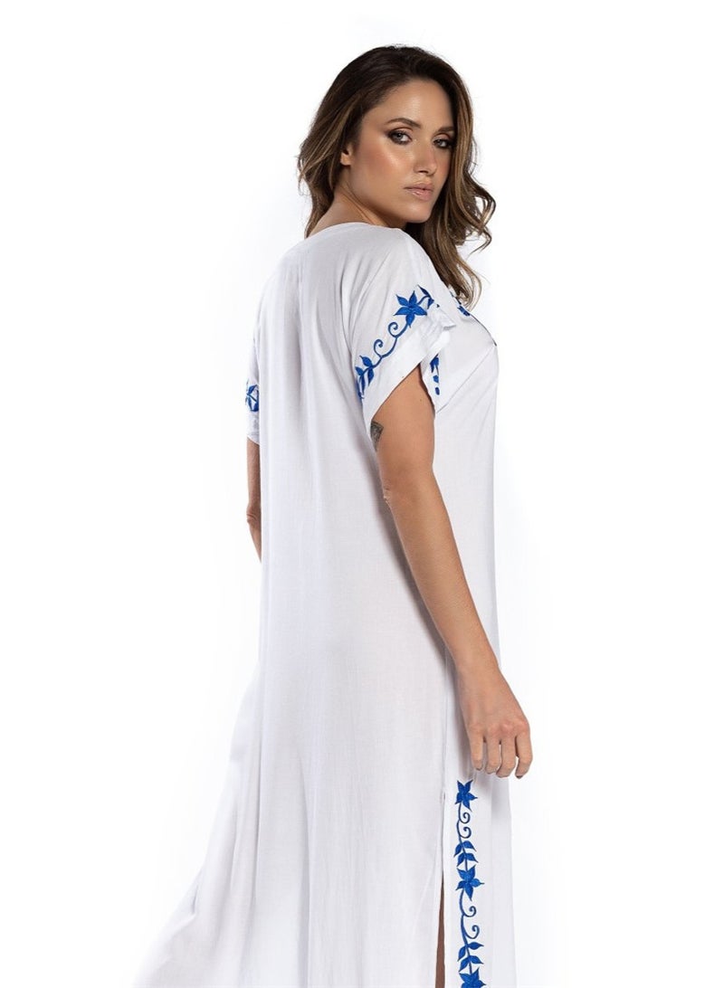 general V Neck Short Sleeve Floral Pattern Beach Maxi Long Dress - Image 2